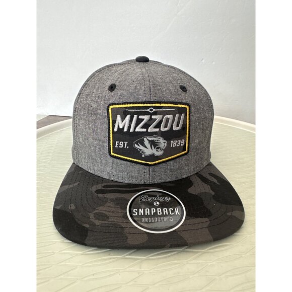 Zephyr Mizzou Tigers Snapback Baseball Cap Men OS Heather Black Outdoor Camo NEW - Picture 2 of 6